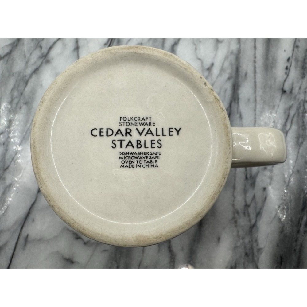 Horse Coffee Mug Cedar Valley Stables Folkcraft Stoneware Western Ranch Cup - Picture 6 of 9
